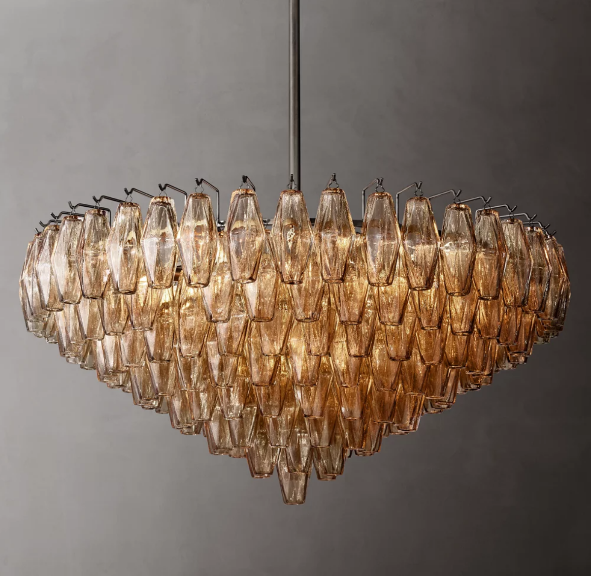 Mia Smoke Glass Tiered Round Chandelier 37”