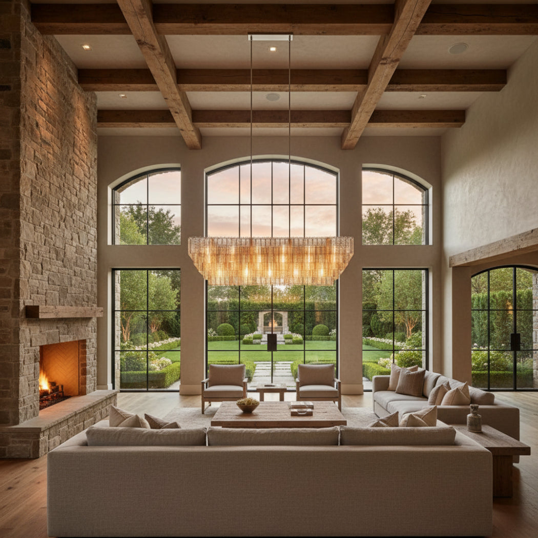 Sirene Modern Clear Glass Rectangular Chandelier 77"