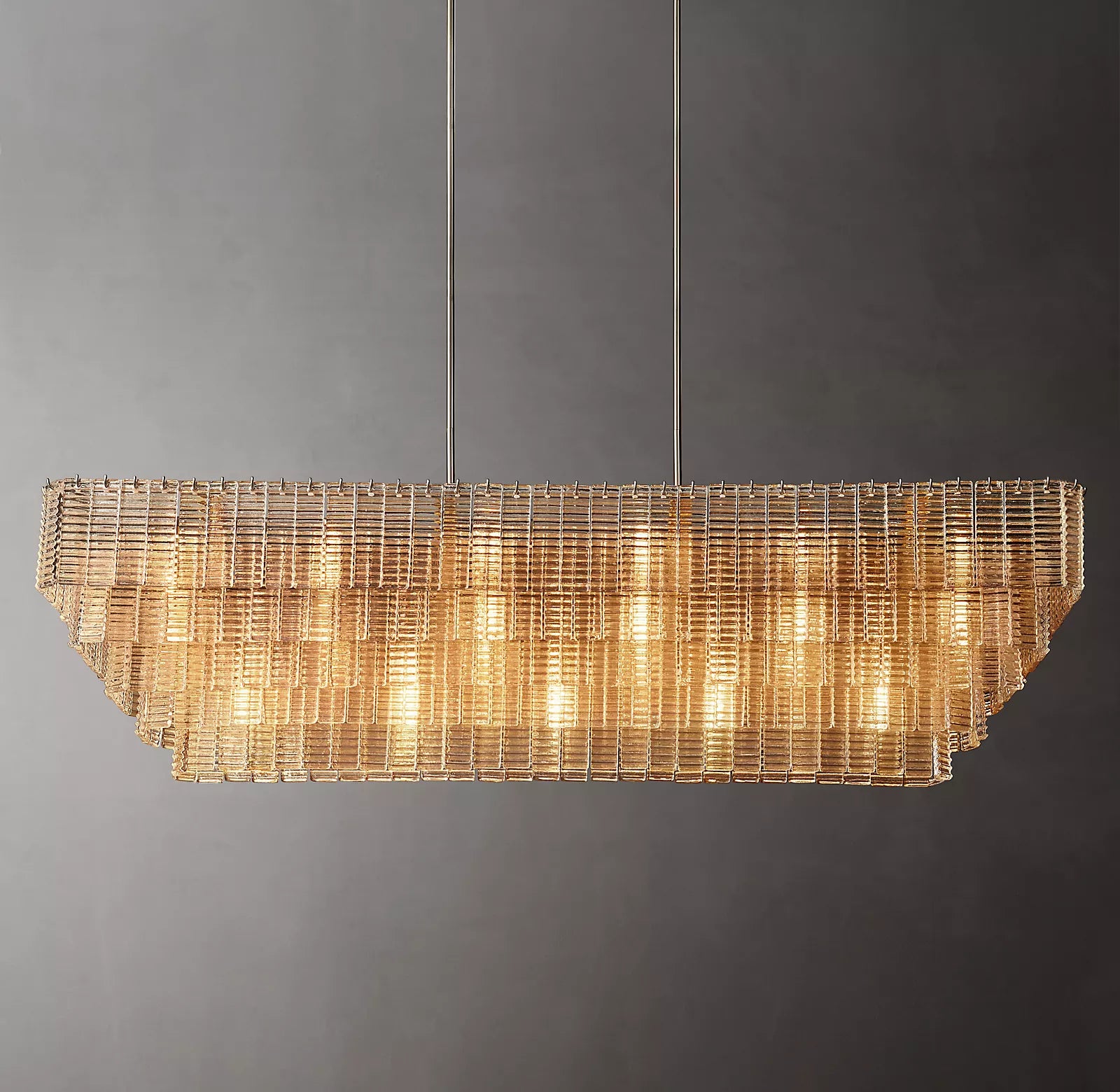 Sirene Modern Clear Glass Rectangular Chandelier 77"