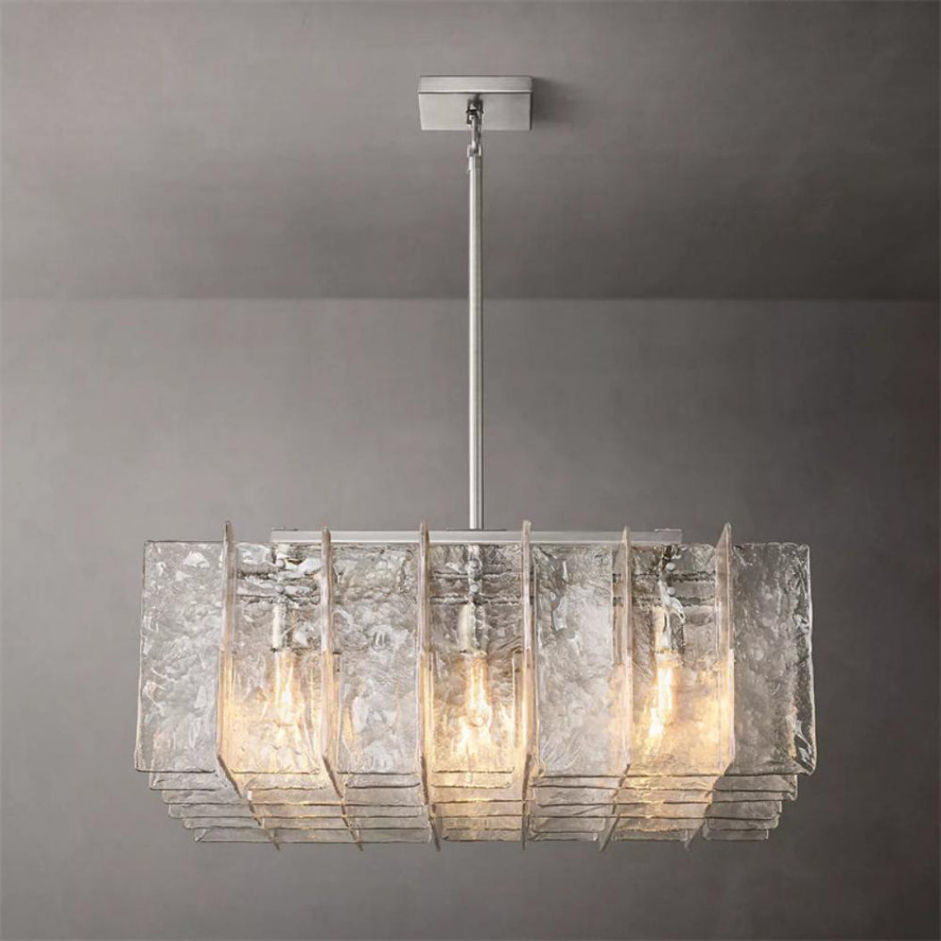 Lattice Modern Glass Square Chandelier 36"
