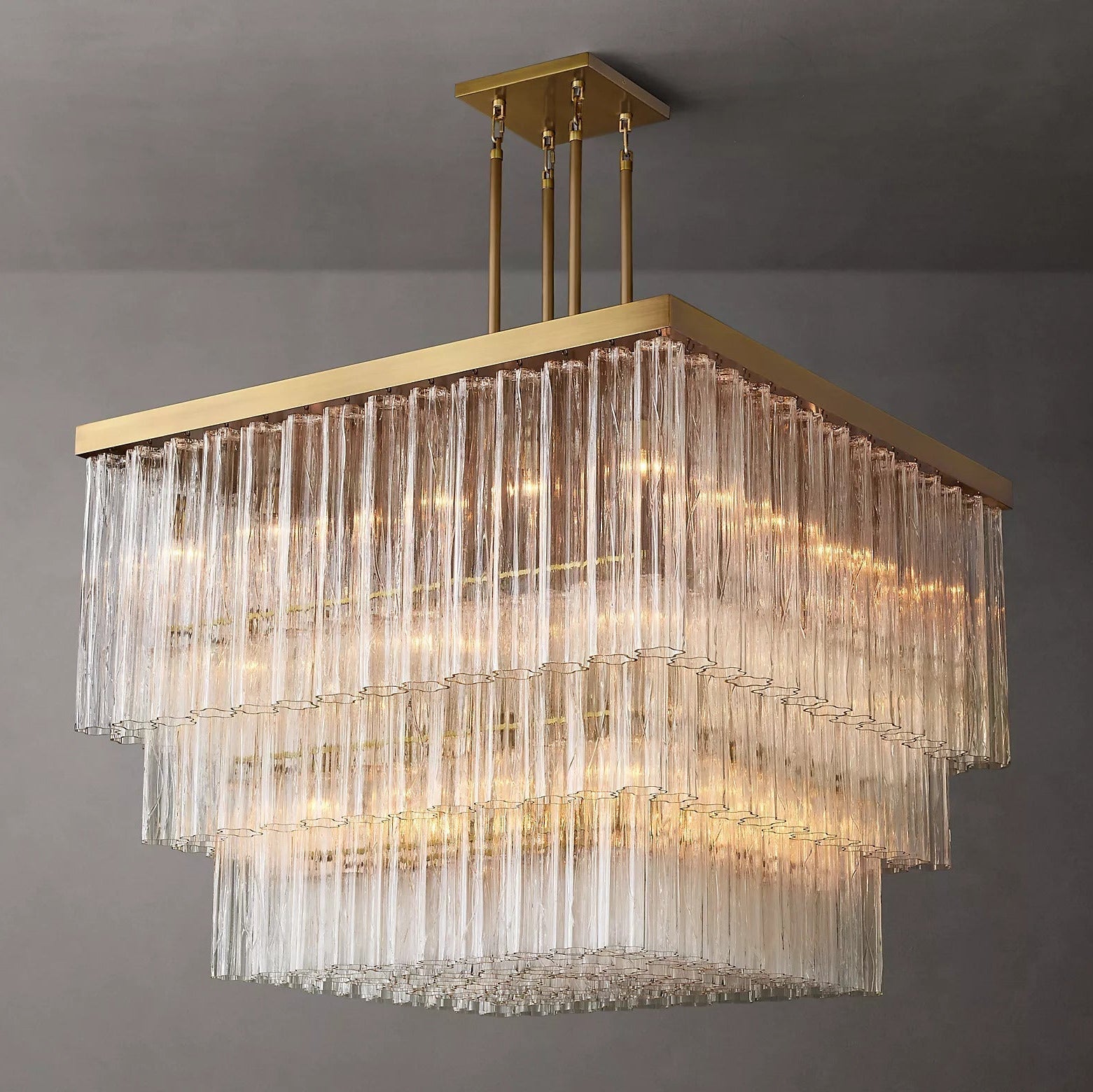 Caesar Modern Glass Tube Square Chandelier 45"