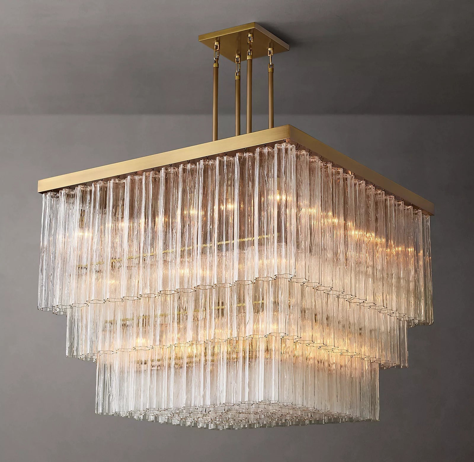 Caesar Modern Glass Tube Square Chandelier 45"