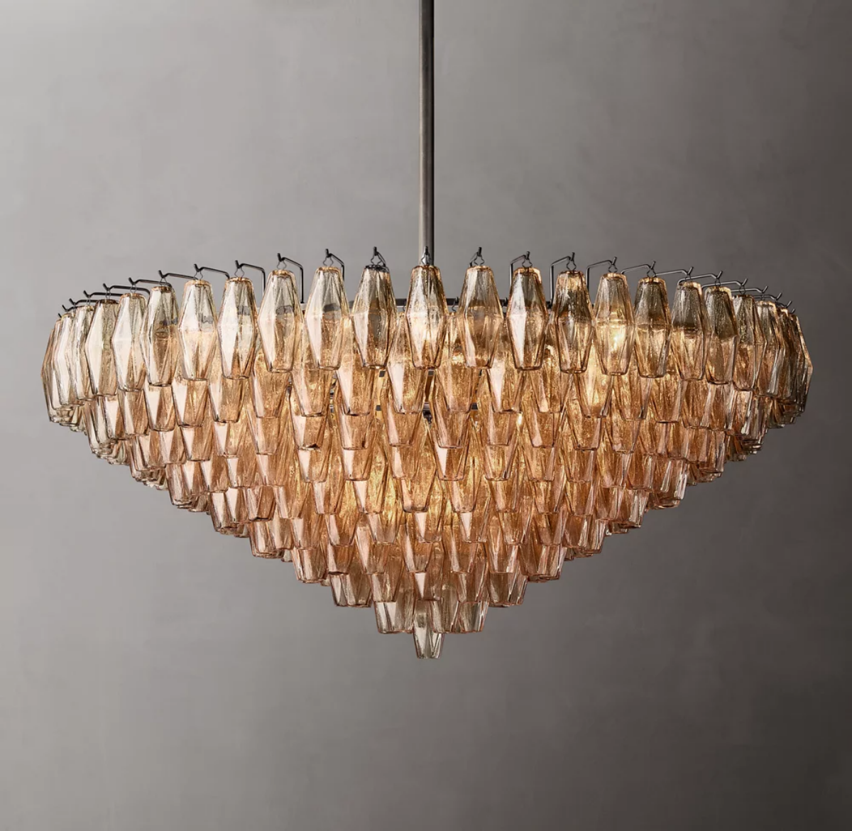 Mia Smoke Glass Tiered Round Chandelier 47“