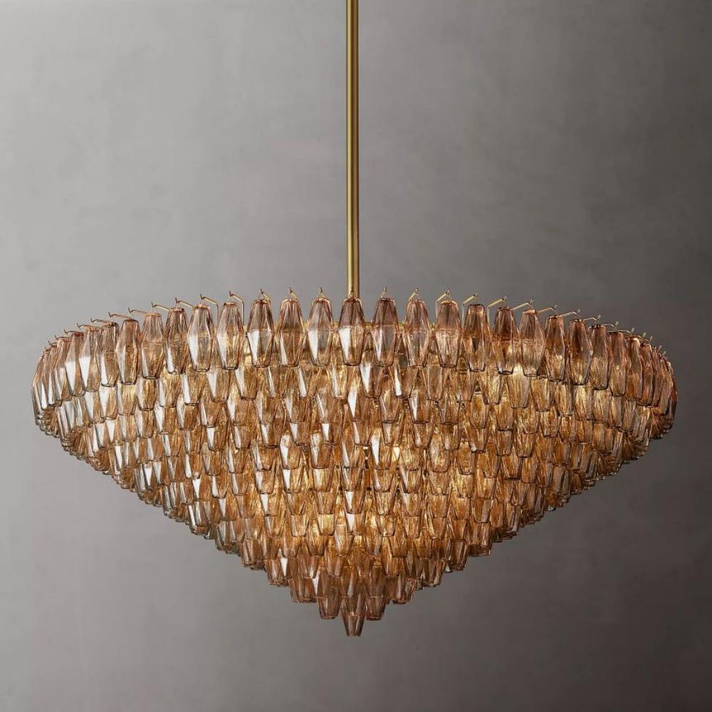 Mia Smoke Glass Tiered Round Chandelier 62”