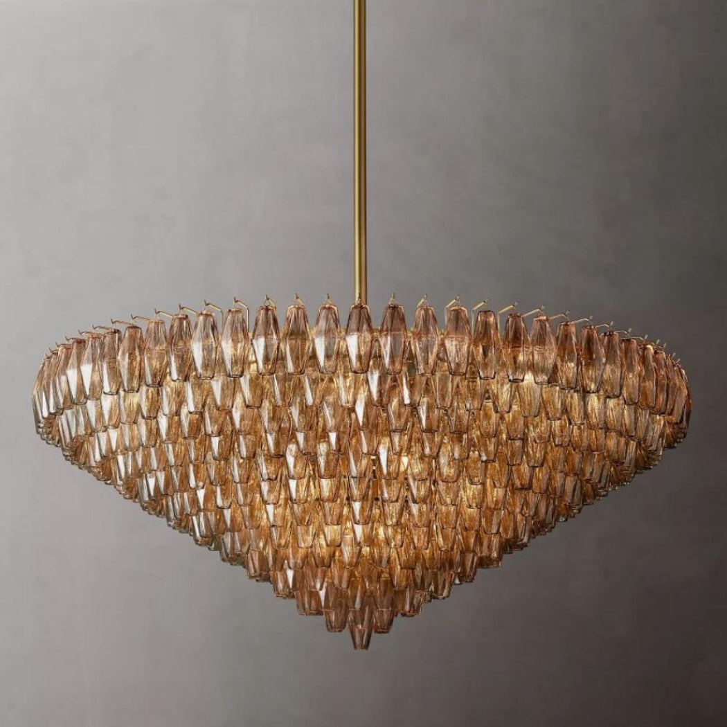 Mia Smoke Glass Tiered Round Chandelier 62”