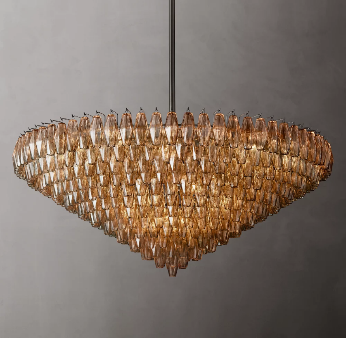 Mia Smoke Glass Tiered Round Chandelier 62”
