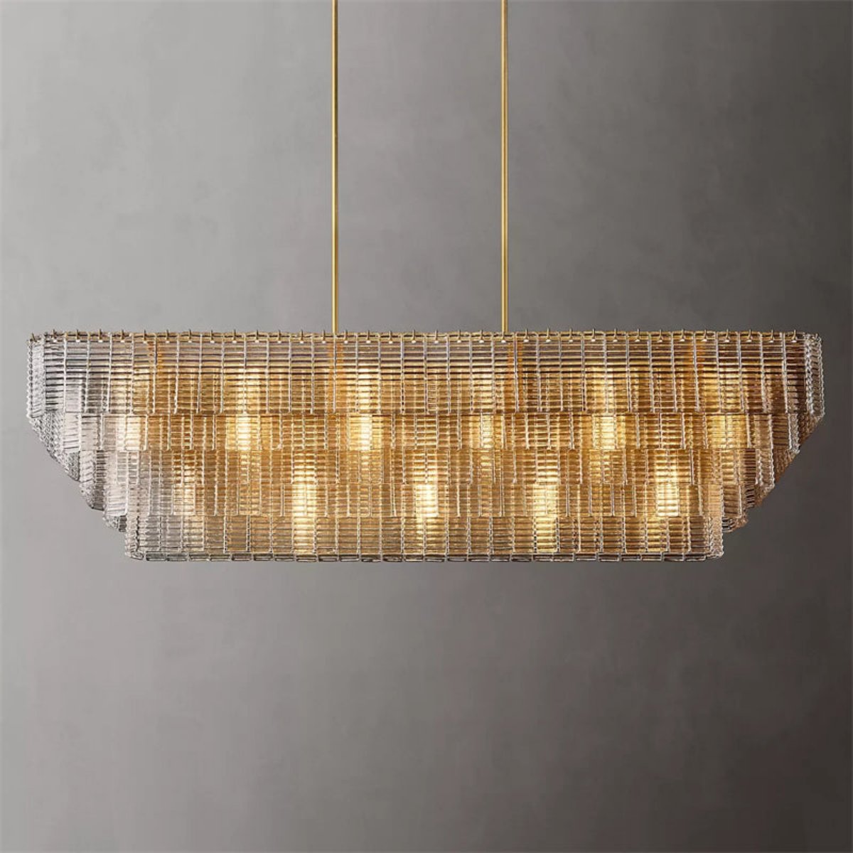 Sirene Modern Clear Glass Rectangular Chandelier 77"