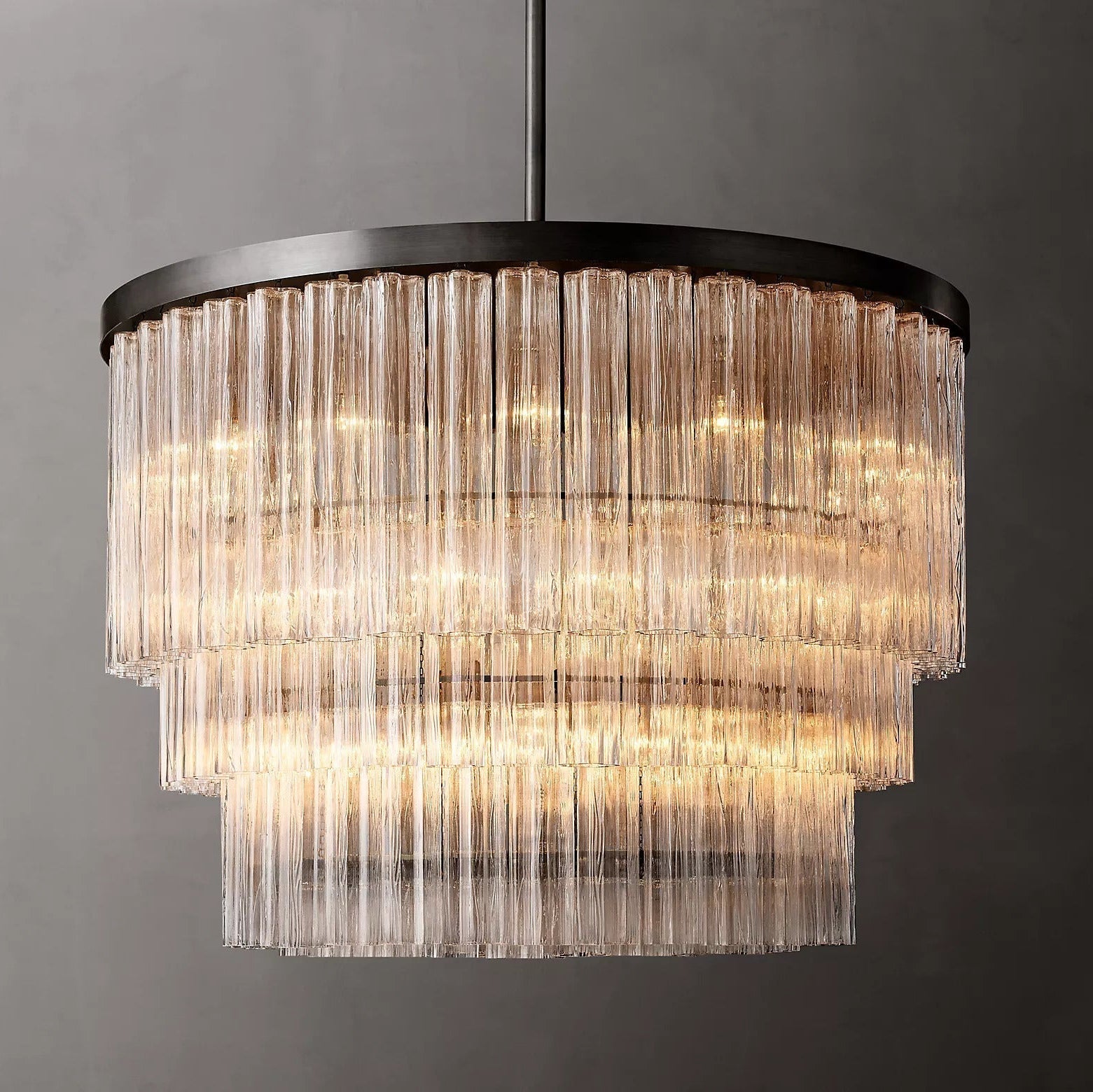 Caesar Modern Glass Tube 3-Tier Round Chandelier 36"