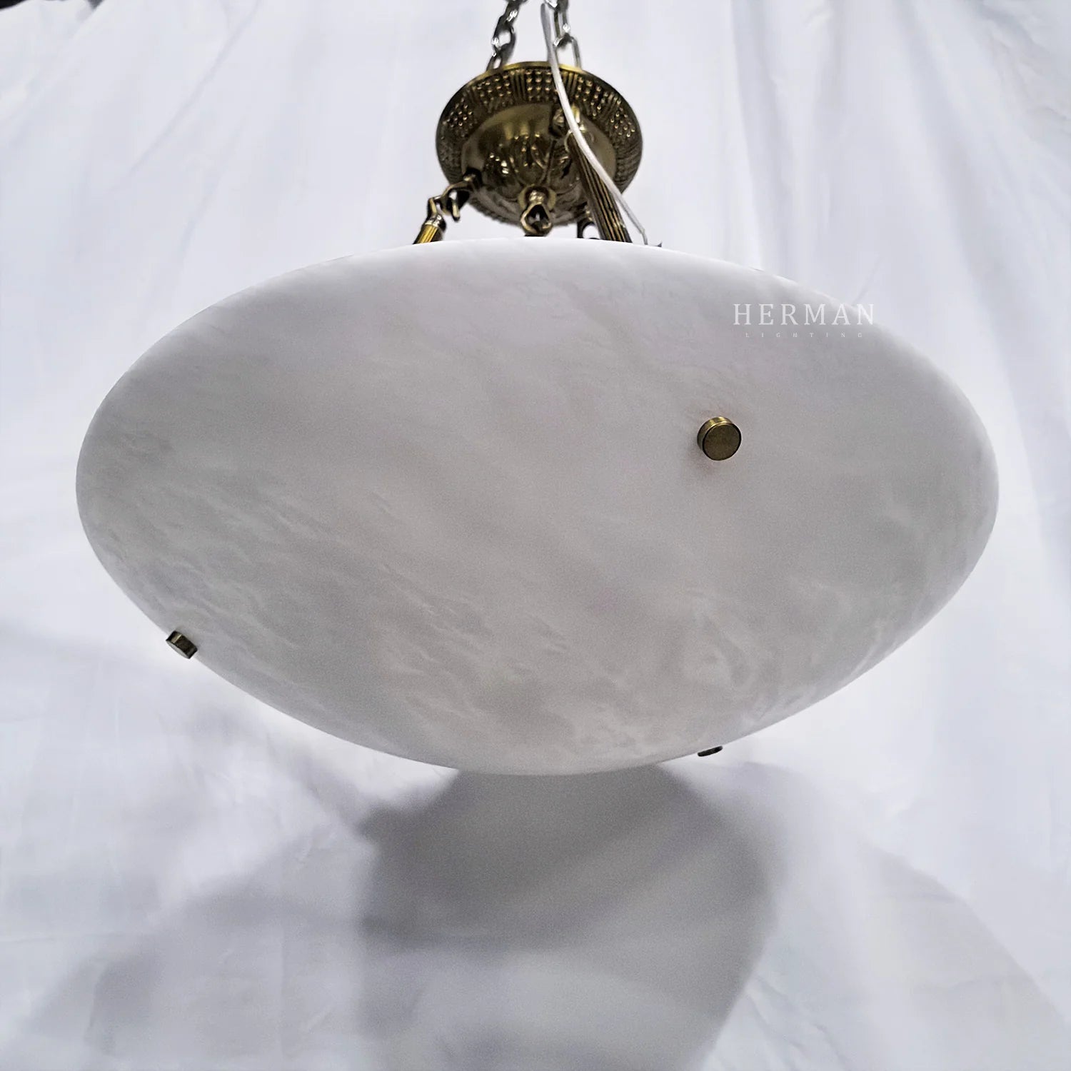 Modern Vintage Round Alabaster Ceiling Lamp