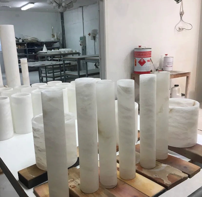 Modern Alabaster Cylindrical Wall Sconce