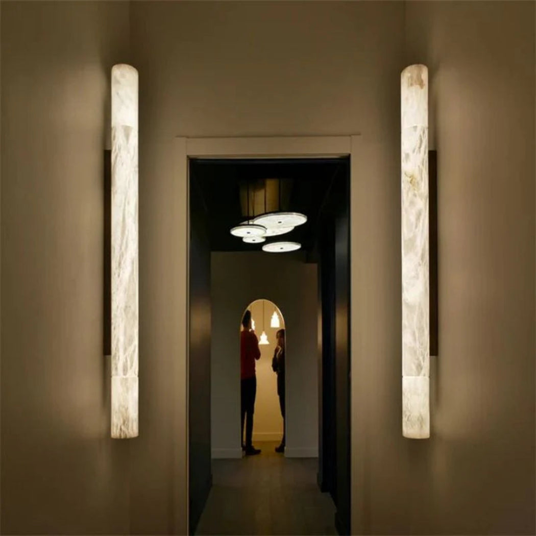 Modern Alabaster Cylindrical Wall Sconce