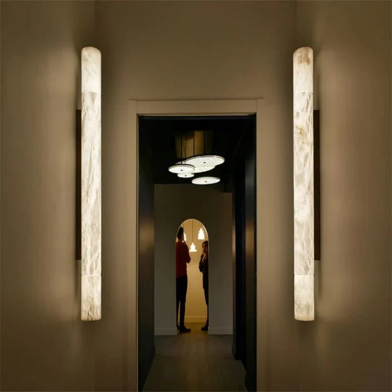 Modern Alabaster Cylindrical Wall Sconce