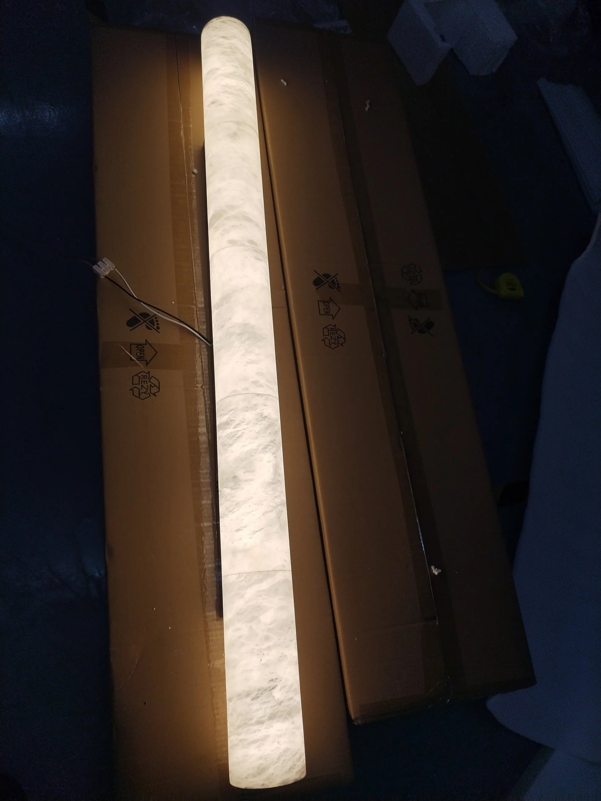 Modern Alabaster Cylindrical Wall Sconce