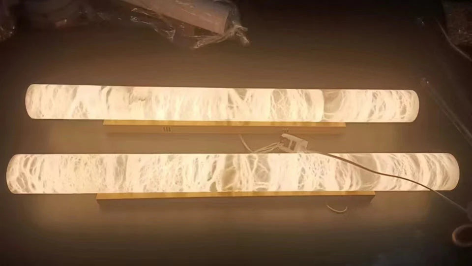Modern Alabaster Cylindrical Wall Sconce