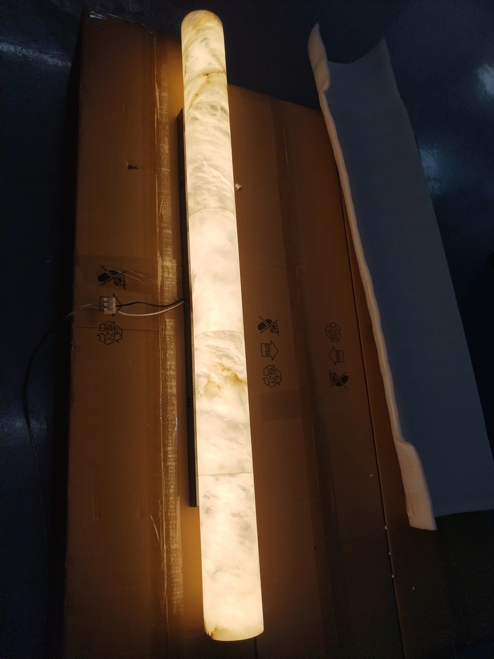 Modern Alabaster Cylindrical Wall Sconce