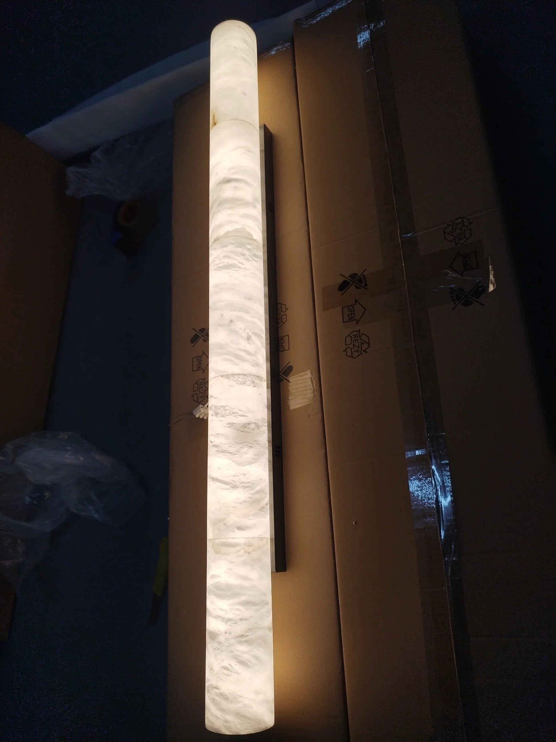 Modern Alabaster Cylindrical Wall Sconce