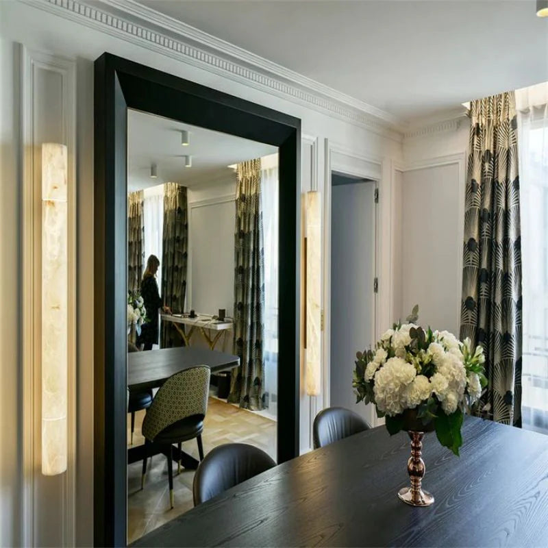 Modern Alabaster Cylindrical Wall Sconce