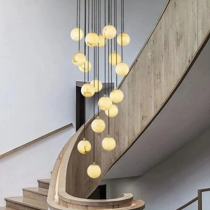 Modern Alabaster Global Staircase Chandelier