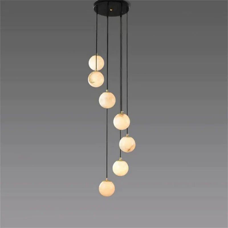 Modern Alabaster Global Staircase Chandelier