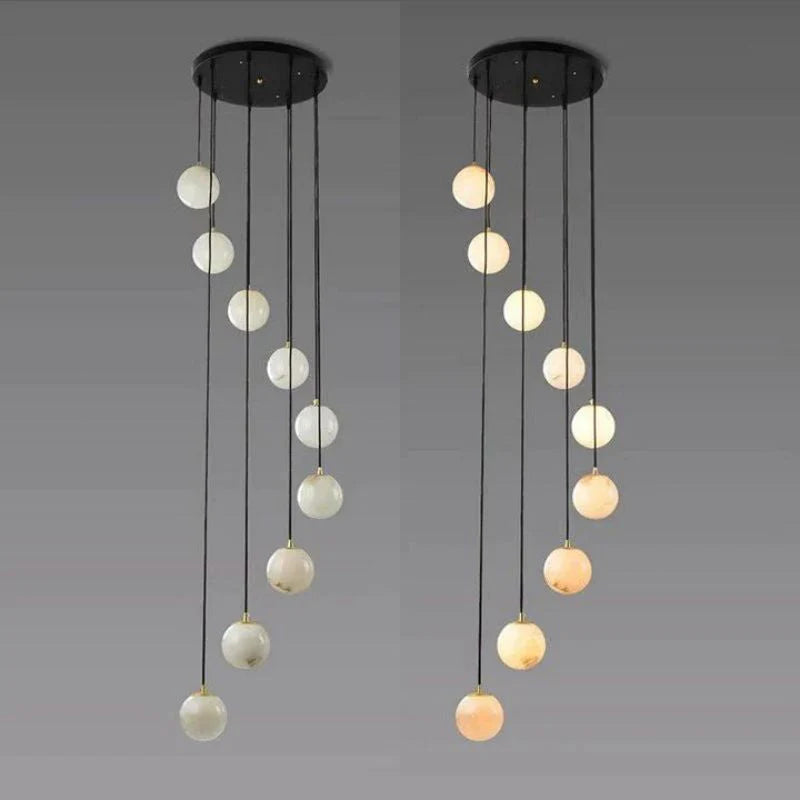 Modern Alabaster Global Staircase Chandelier