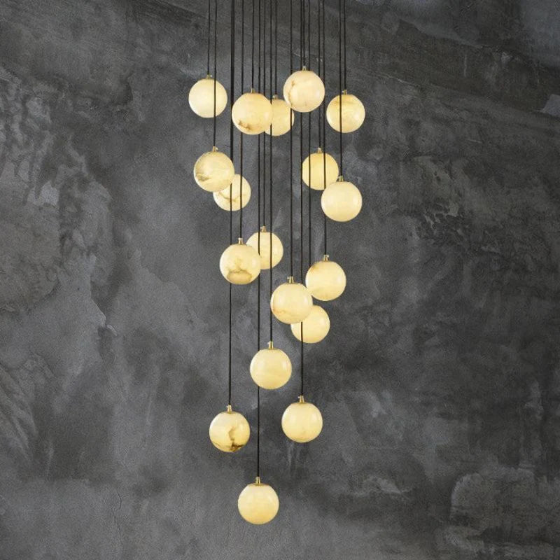 Modern Alabaster Global Staircase Chandelier