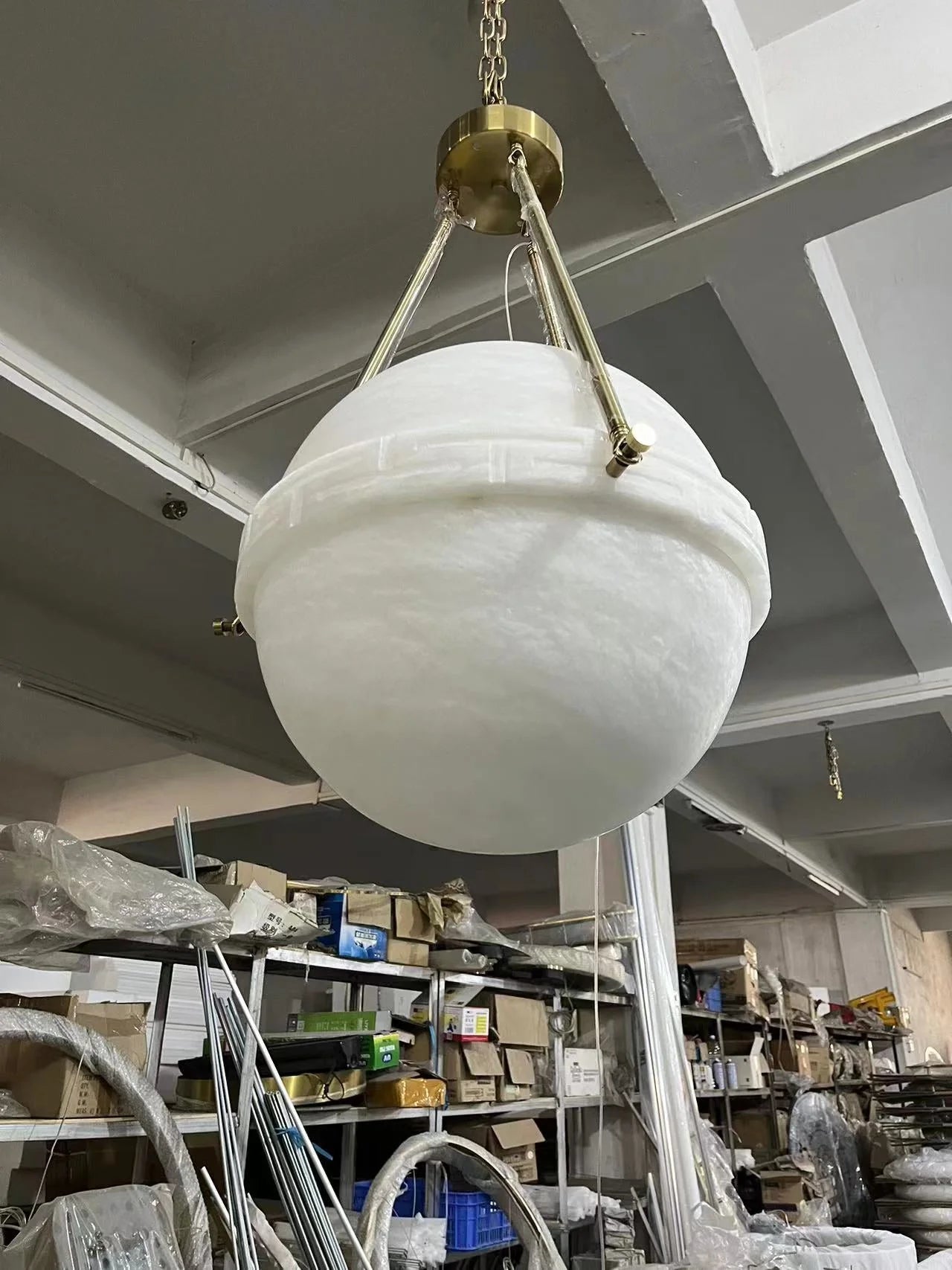 Modern Alabaster Ball Pendant Light