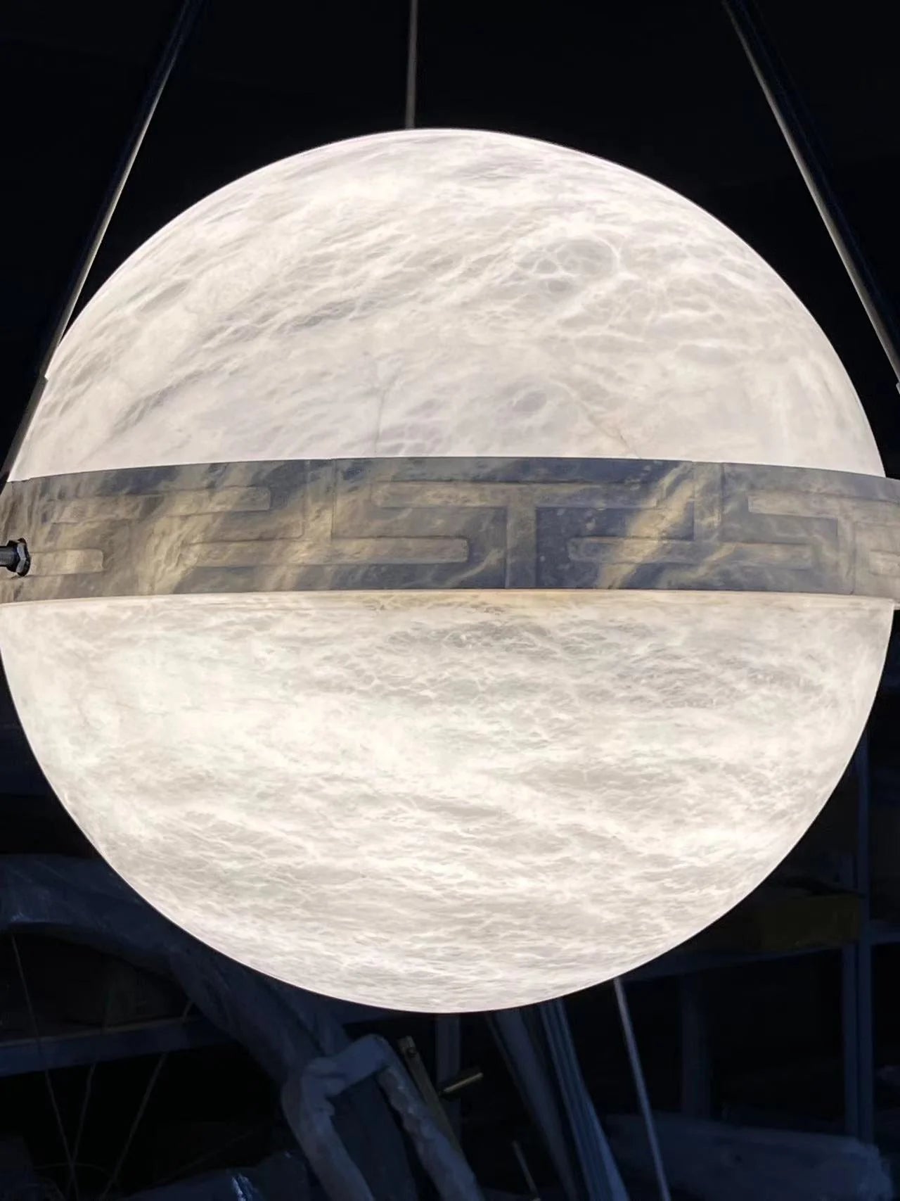 Modern Alabaster Ball Pendant Light