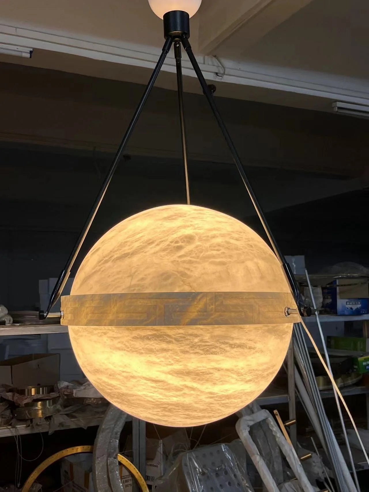 Modern Alabaster Ball Pendant Light