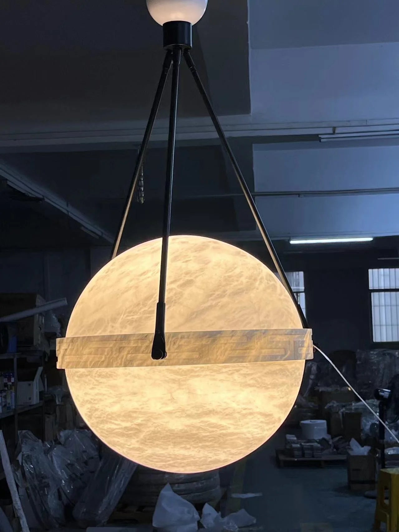 Modern Alabaster Ball Pendant Light