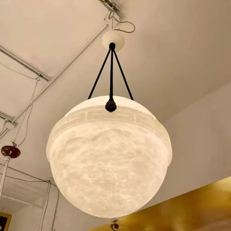 Modern Alabaster Ball Pendant Light