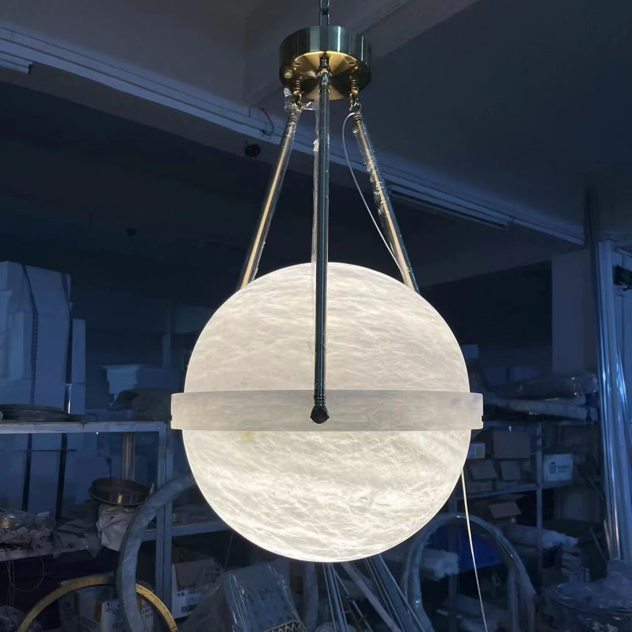 Modern Alabaster Ball Pendant Light
