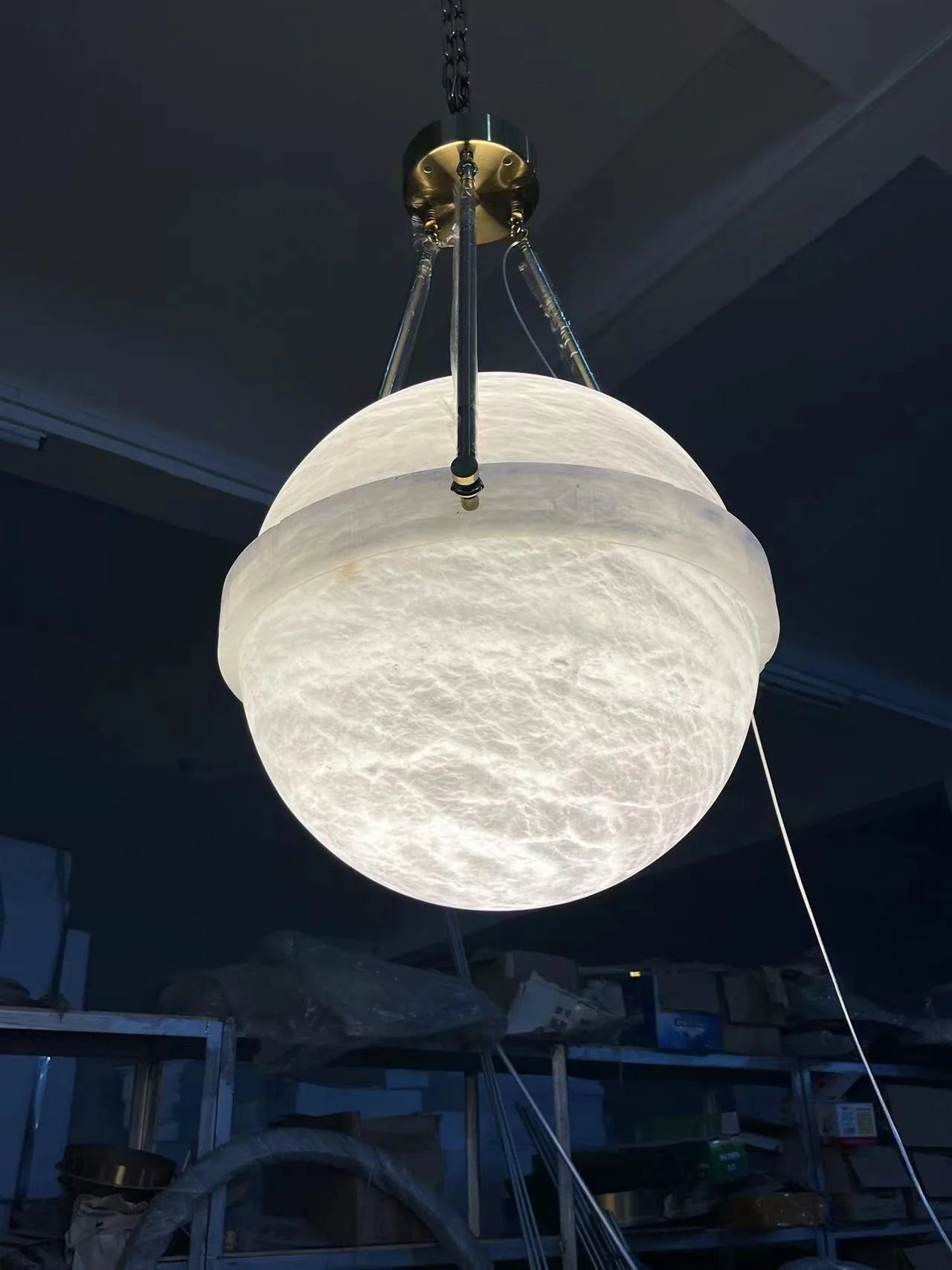 Modern Alabaster Ball Pendant Light