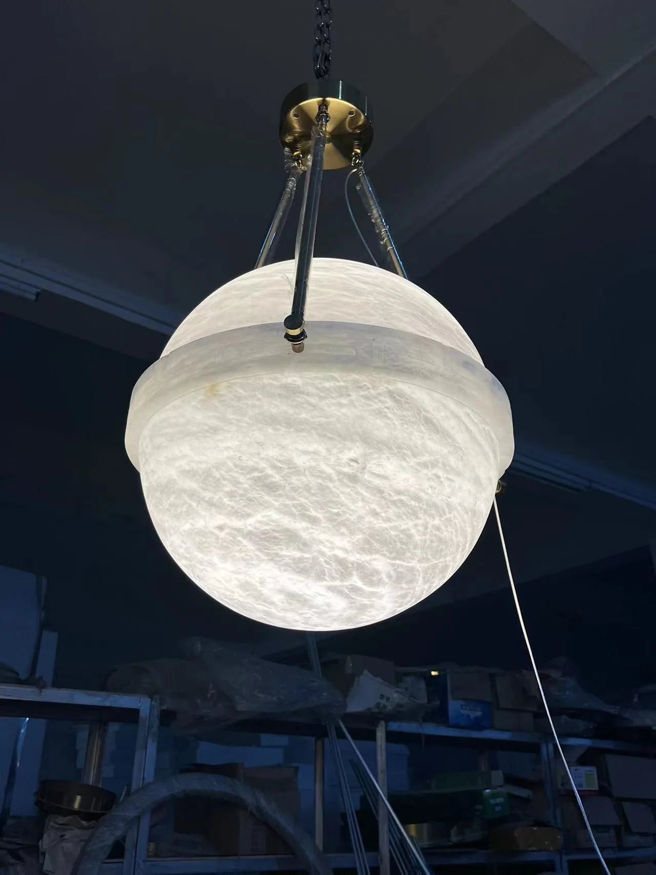 Modern Alabaster Ball Pendant Light
