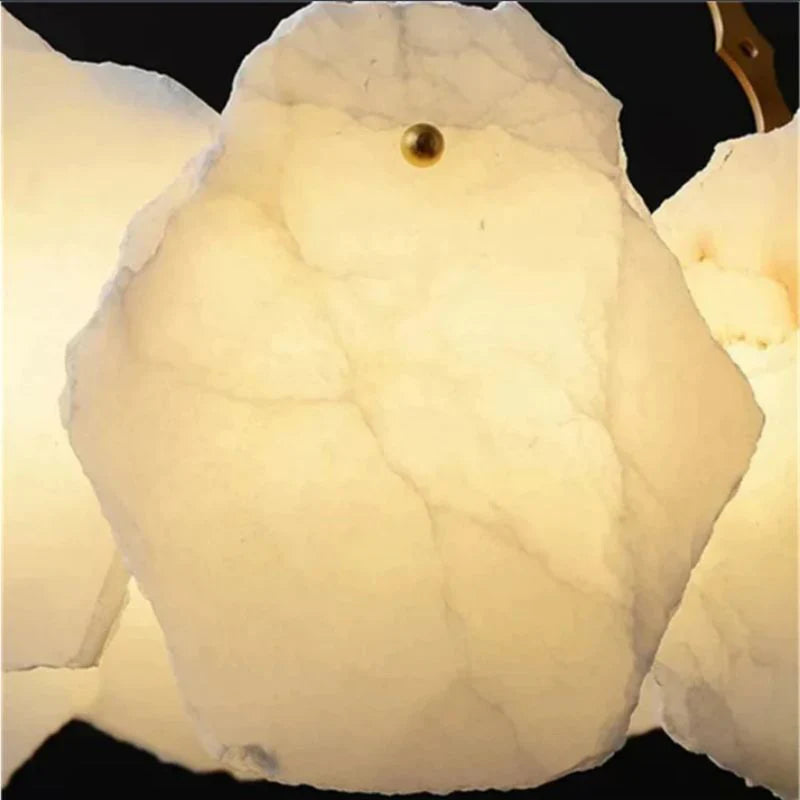 Modern Alabaster Snowflake Round Chandelier