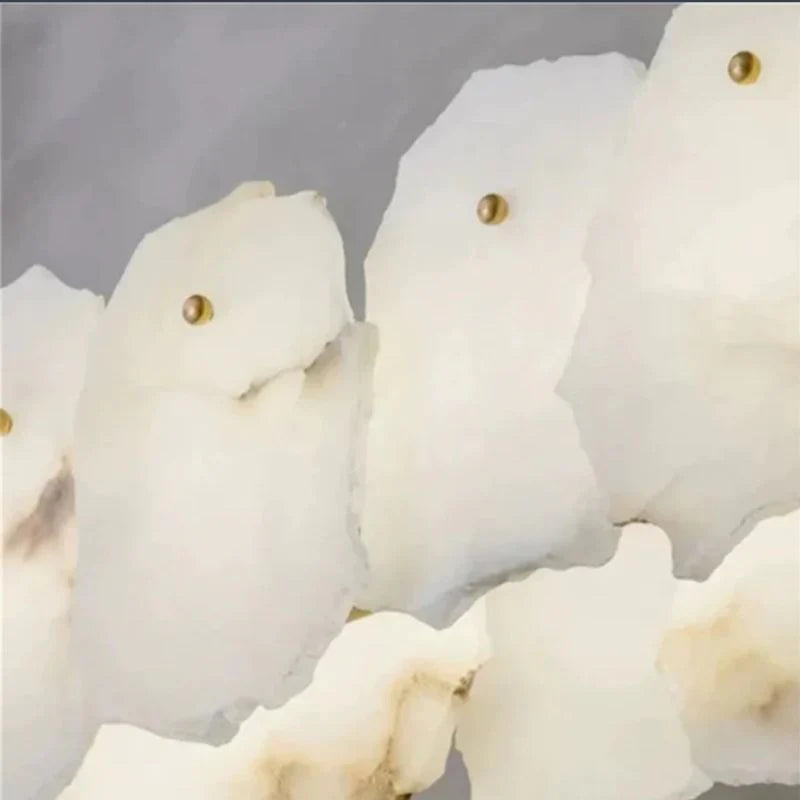 Modern Alabaster Snowflake Round Chandelier