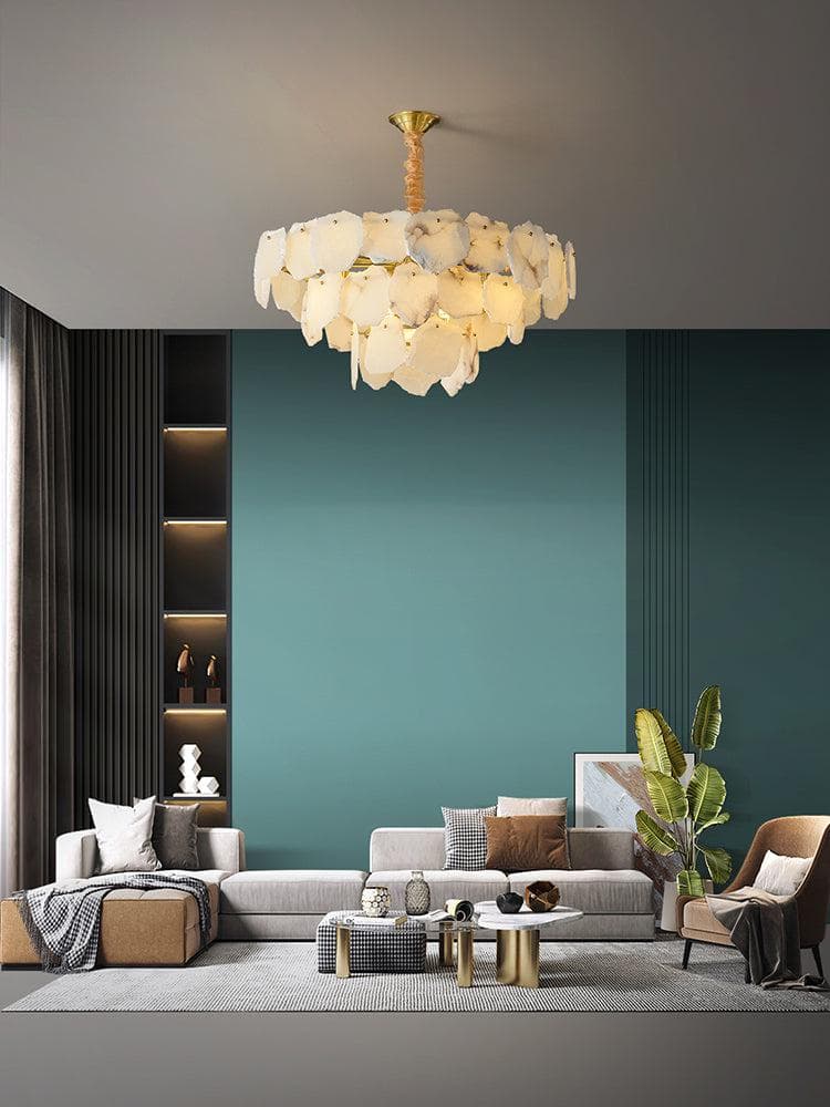 Modern Alabaster Multi-Layer Chandelier