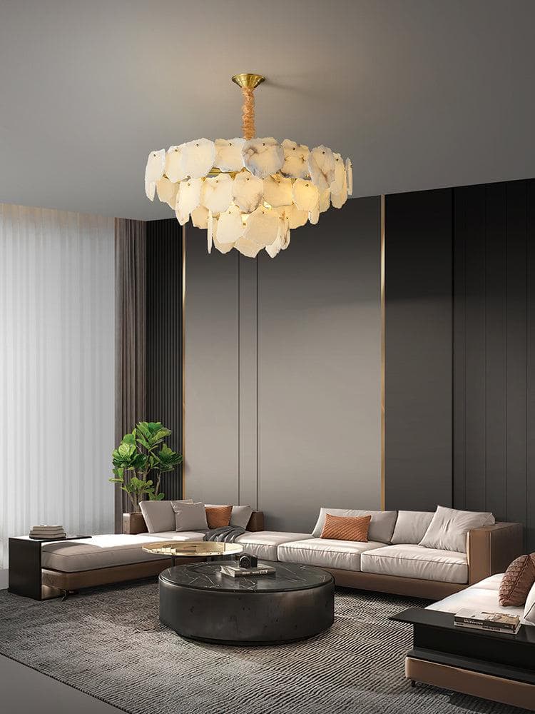 Modern Alabaster Multi-Layer Chandelier