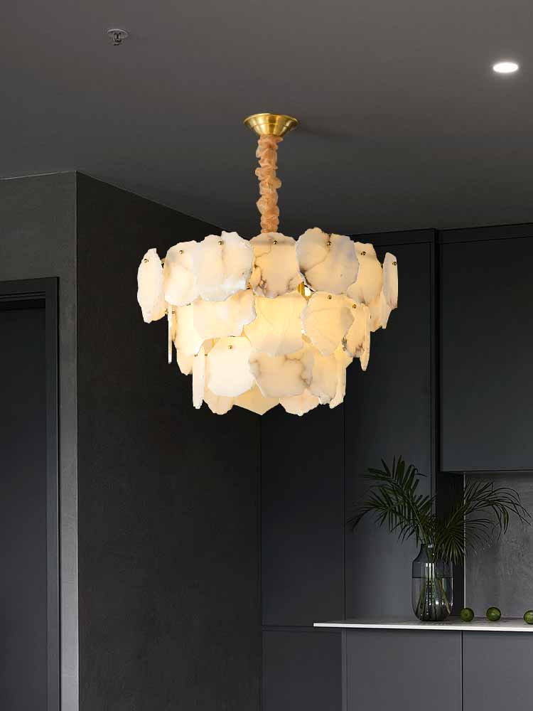 Modern Alabaster Multi-Layer Chandelier