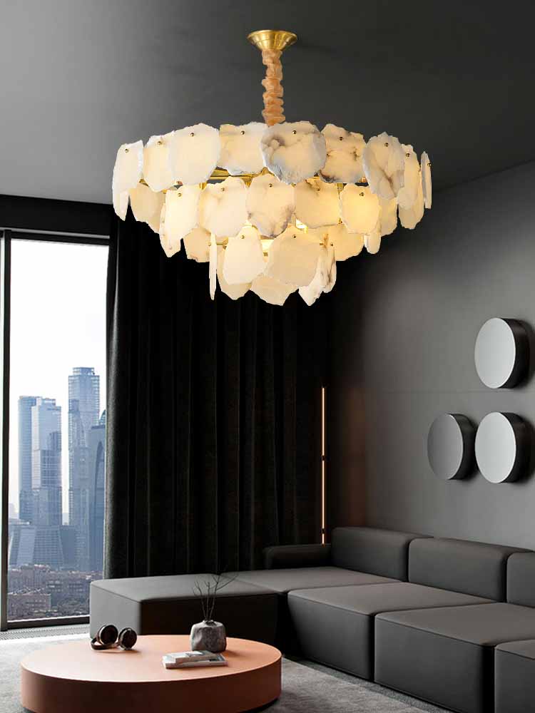Modern Alabaster Multi-Layer Chandelier