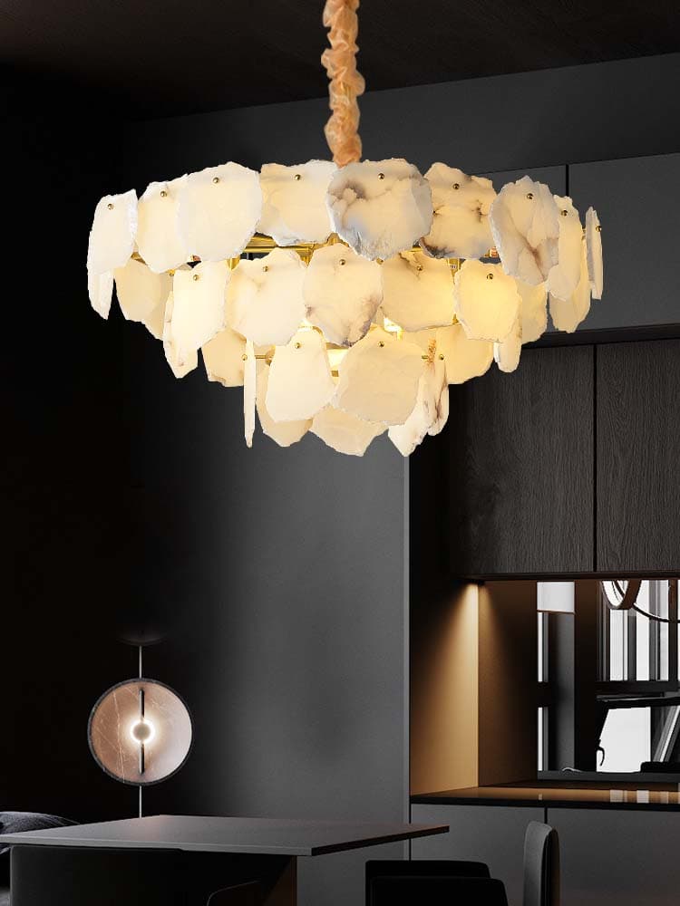 Modern Alabaster Multi-Layer Chandelier