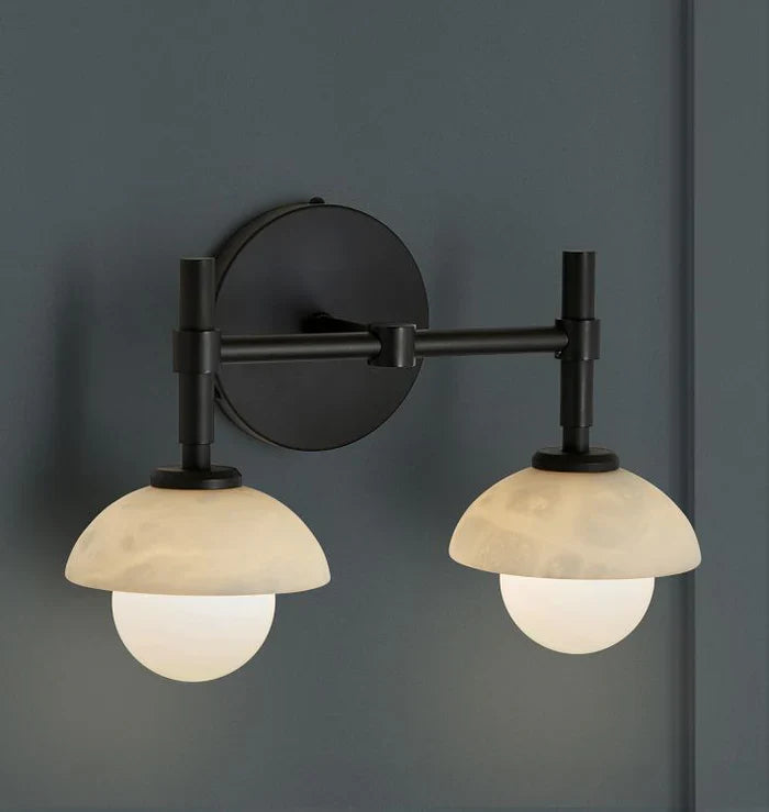Modern Alabaster Shade Greenwich Double Wall Sconce