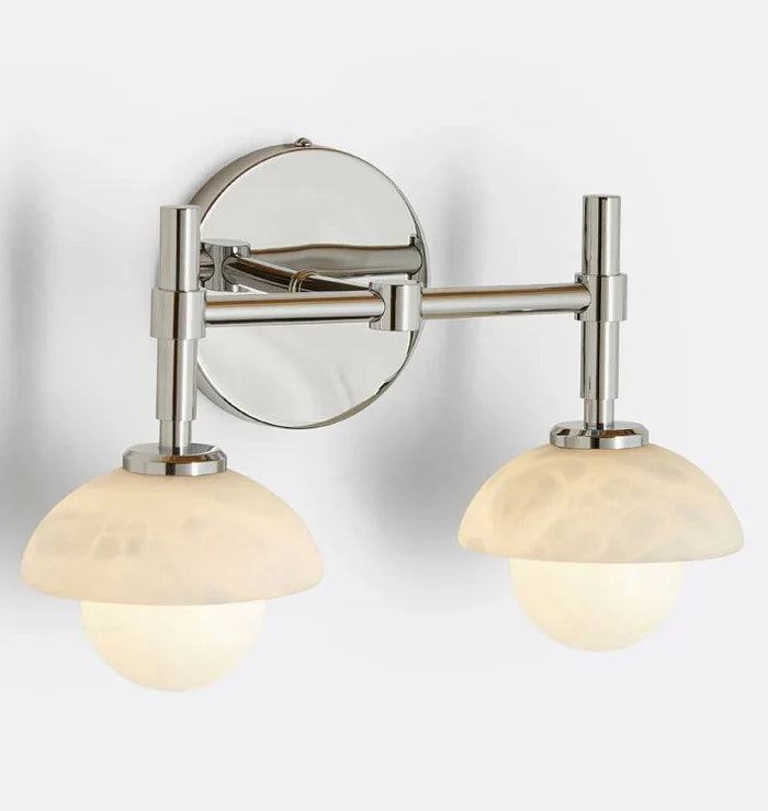 Modern Alabaster Shade Greenwich Double Wall Sconce