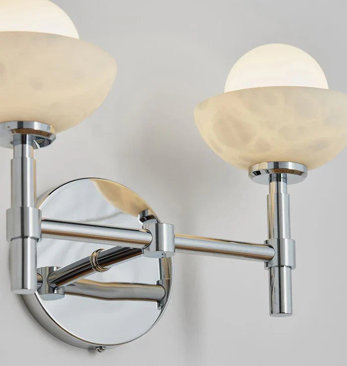 Modern Alabaster Shade Greenwich Double Wall Sconce