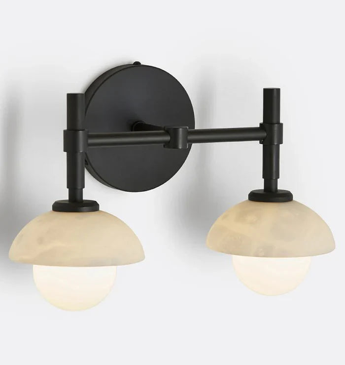 Modern Alabaster Shade Greenwich Double Wall Sconce