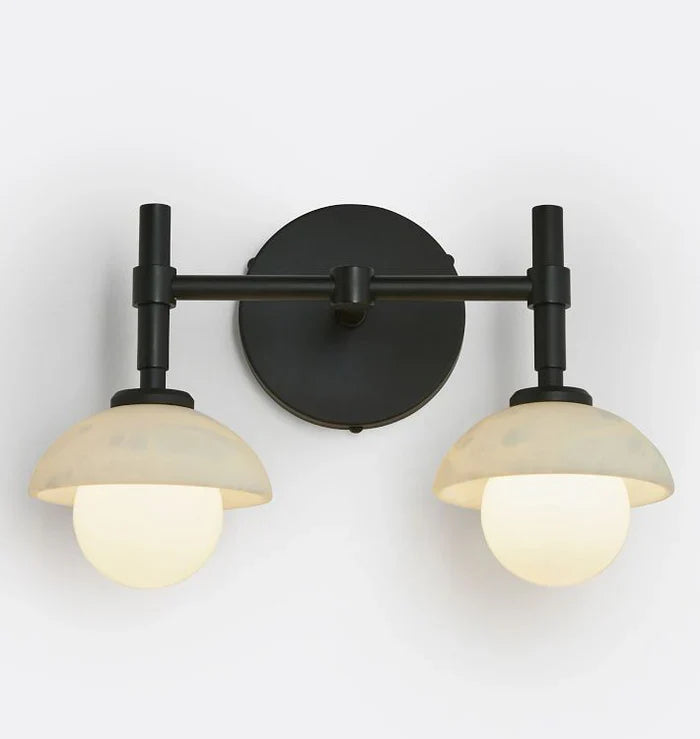 Modern Alabaster Shade Greenwich Double Wall Sconce