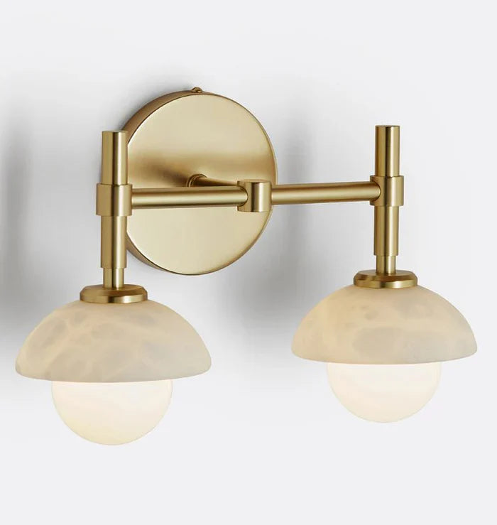 Modern Alabaster Shade Greenwich Double Wall Sconce