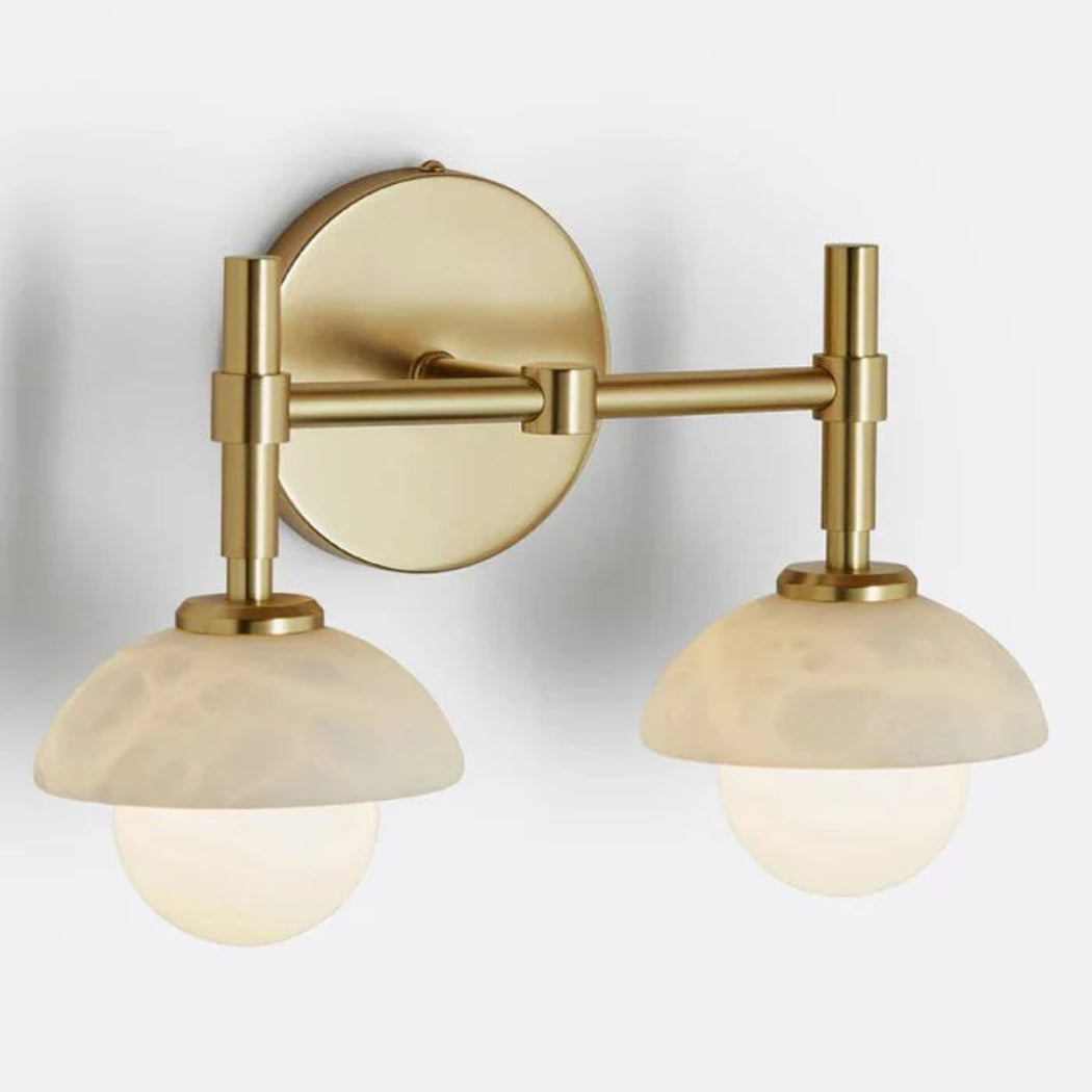 Modern Alabaster Shade Greenwich Double Wall Sconce