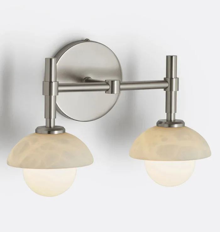 Modern Alabaster Shade Greenwich Double Wall Sconce