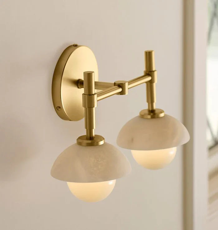 Modern Alabaster Shade Greenwich Double Wall Sconce