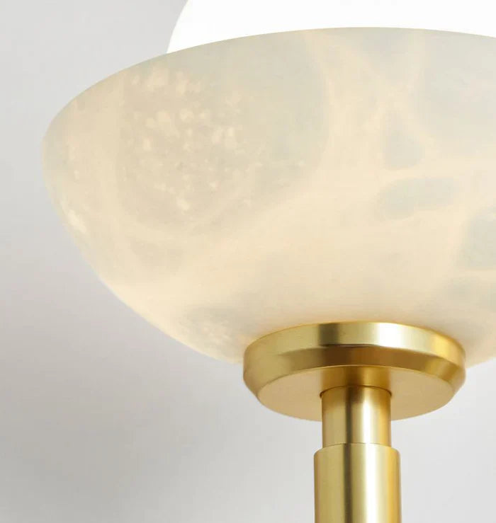 Modern Alabaster Shade Greenwich Double Wall Sconce